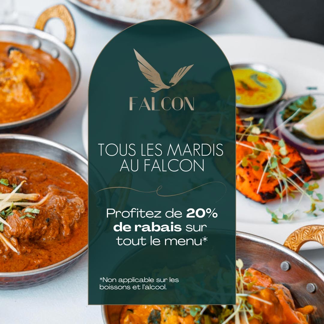 falcon golf club_mardi 20% de rabais sur tout le menu
